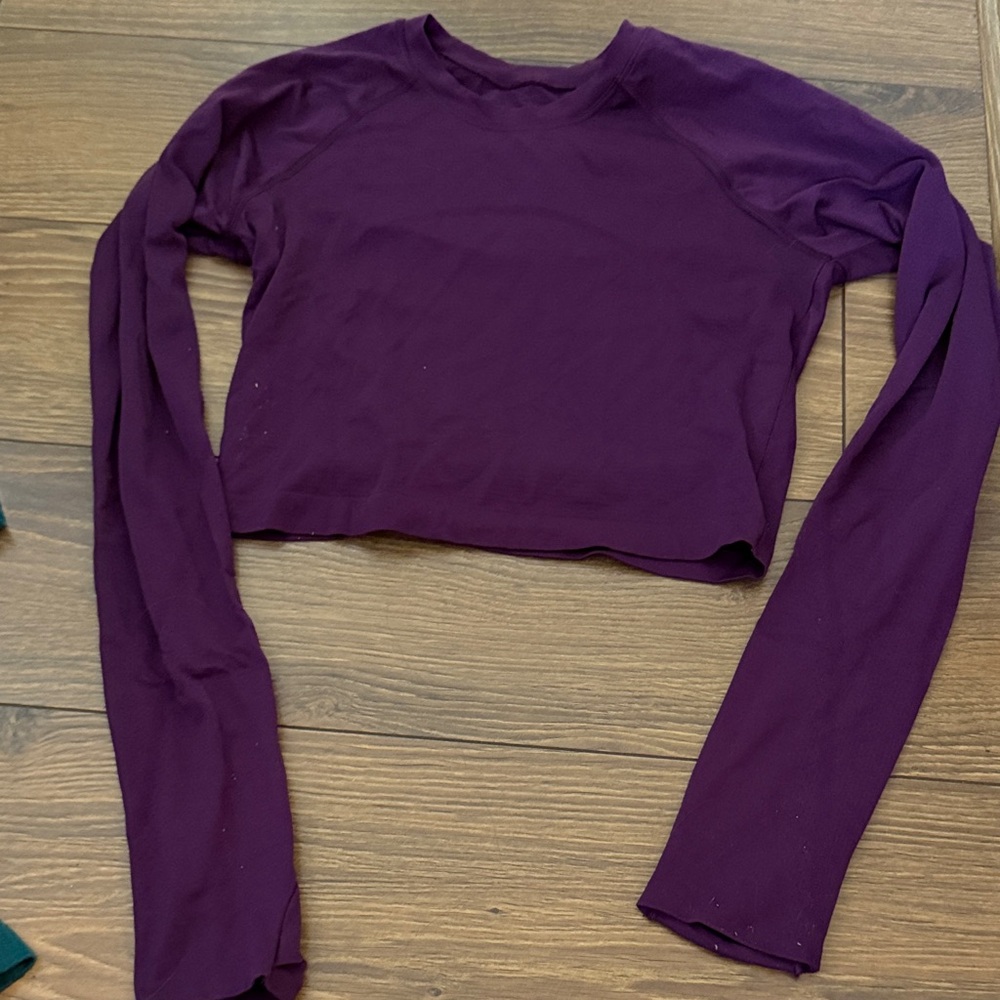 lululemon athletica Dark Purple Long Sleeve Crop Top-Swiftly Tech cropped